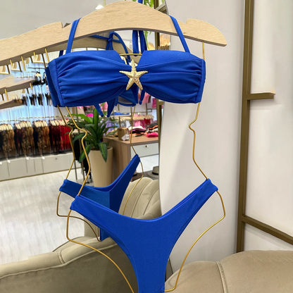 Bikini push up 2025 Costume da bagno donna sexy Costumi da bagno Donna Taglio alto Patchwork Bikini Set Biquini Costume da bagno Costumi da bagno