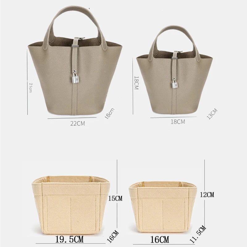 Per H Picotin18 22 Borsa con inserto in feltro Organizzatore Borsa per trucco Organizzatore Borsa interna da viaggio Borse per cosmetici portatili