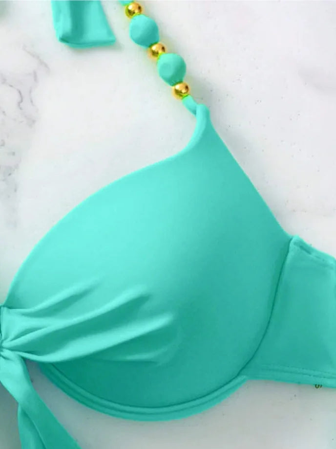 Costume da bagno bikini push-up halter stampato 2026 da donna, sexy, con spalline, per il mare e la piscina