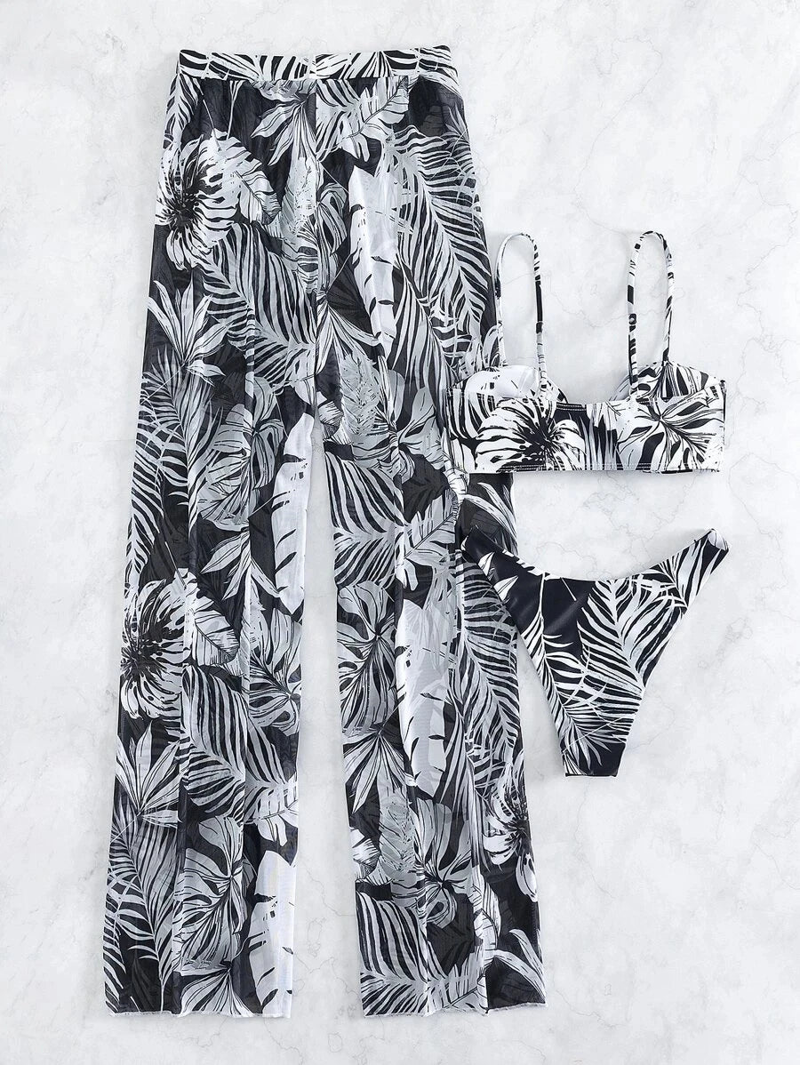 Bikini a 3 Pezzi 2026 Costume da Bagno Stampato Sexy per Donna con Pantaloncini da Spiaggia