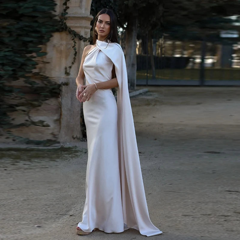 Abito Lungo Sexy Senza Maniche con Nastro, Elegante Vestito da Donna Slim in Raso con Schiena Scoperta e Lacci, Abito da Festa alla Moda 2026, Tinta Unita, per Vacanze, da Donna