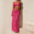 Gonna lunga elegante con paillettes e perline per donna Estate casual con ricamo floreale Maxi gonne dritte per Beach Club Streetwear