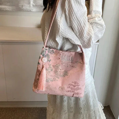 Borsa a tracolla da donna alla moda ricamata in stile cinese di vendita caldo 2026 Borsa di grande capacità di nuova tendenza estiva