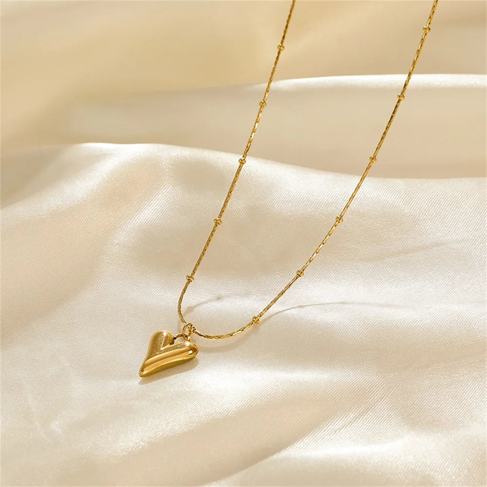 EILIECK Acciaio inossidabile 316L Cuore Amore Collana Bracciali Orecchini Set per le donne Nuovi gioielli impermeabili placcati oro 18 carati alla moda