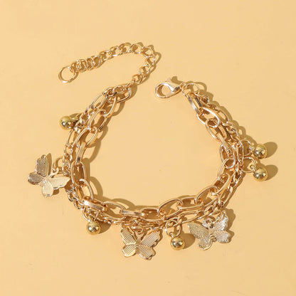 1 pezzo di braccialetto da donna con ciondolo amore a doppio strato in metallo minimalista e alla moda, accessorio moderno e versatile -2061