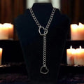 Collana a catena lunga e pesante con ciondolo a cuore, stile choker, per donna