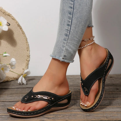 Orthopädische Damensandalen Sommer Orthopädische Flip-Flops mit Fußgewölbestütze Rutschfeste Hausschuhe mit dicker Sohle für den täglichen Gebrauch am Strand