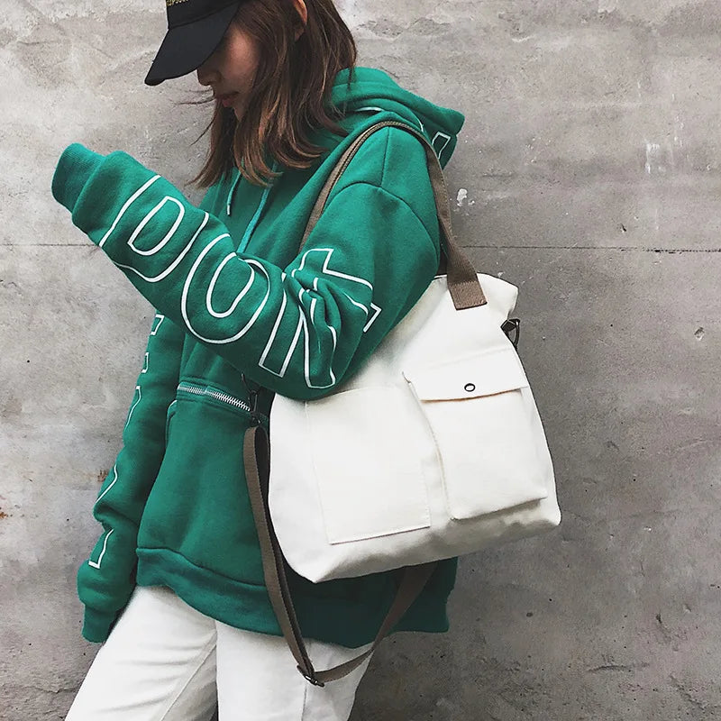 Borse di tela di moda Borsa per studenti Borsa a tracolla Borsa a tracolla di grande capacità in tinta unita Borsa shopper Borsa a tracolla femminile casual 2025