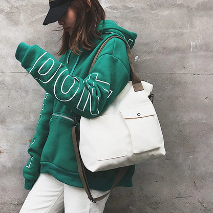 Borse di tela di moda Borsa per studenti Borsa a tracolla Borsa a tracolla di grande capacità in tinta unita Borsa shopper Borsa a tracolla femminile casual 2025