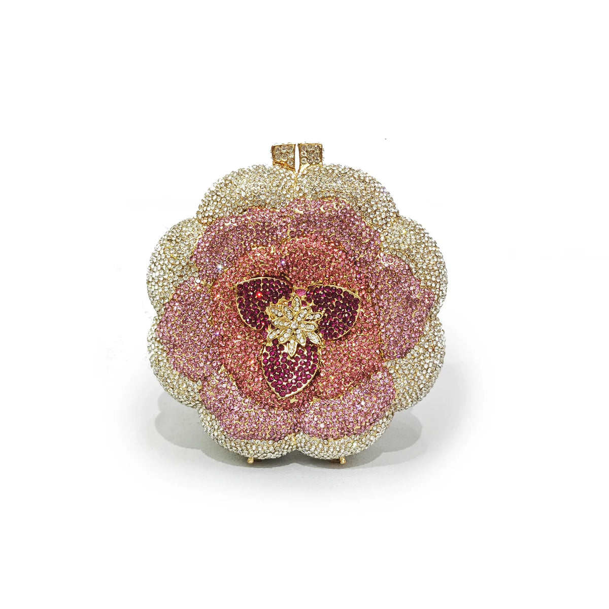 Pochette da sera con strass rosa/verde con fiore rosa Borse da sera da donna in cristallo giallo floreale Pochette da sposa per festa di nozze