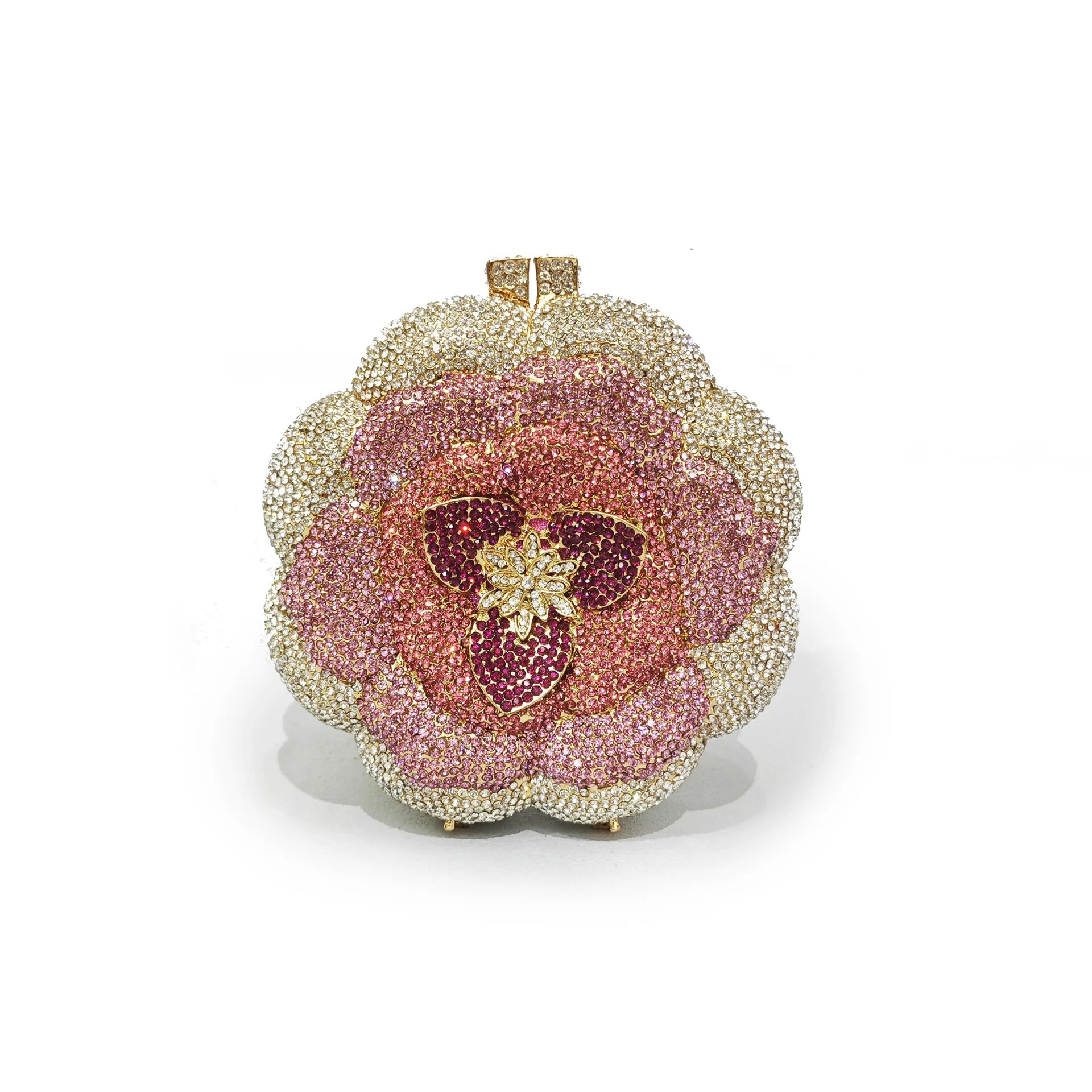 Pochette da sera con strass rosa/verde con fiore rosa Borse da sera da donna in cristallo giallo floreale Pochette da sposa per festa di nozze