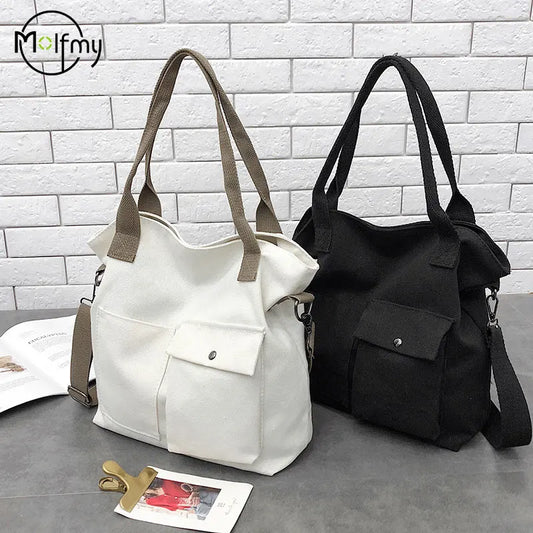 Borse di tela di moda Borsa per studenti Borsa a tracolla Borsa a tracolla di grande capacità in tinta unita Borsa shopper Borsa a tracolla femminile casual 2025