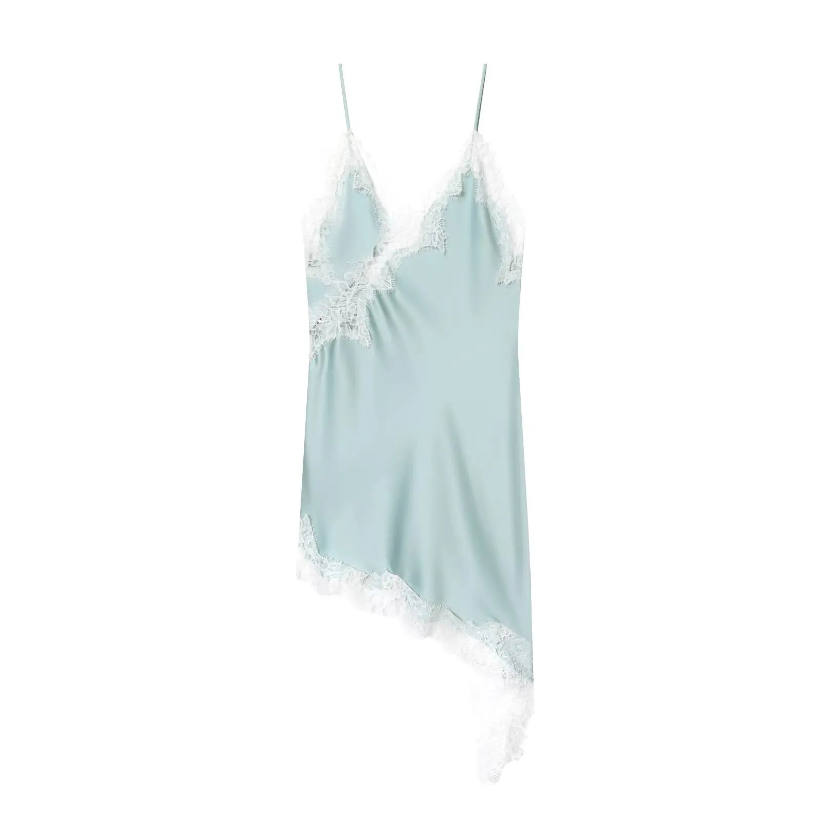 MUJER Abito sottoveste in pizzo nero Abiti corti da festa in raso da donna per le donne Abiti da donna sexy senza schienale Mini abito da notte asimmetrico