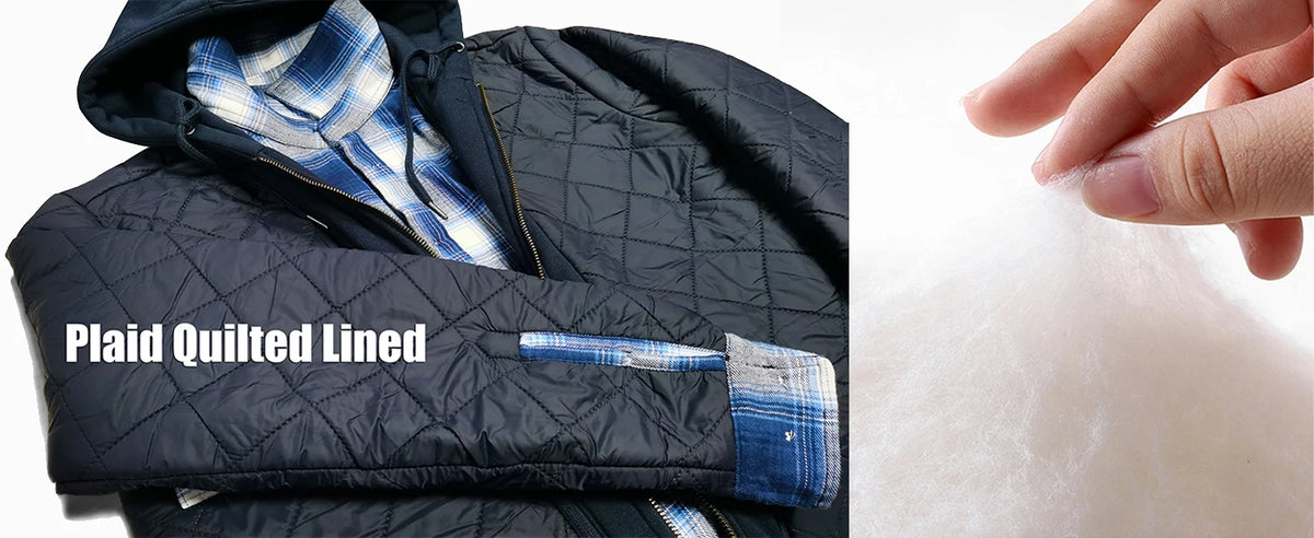 TACVASEN camicia di flanella da uomo giacca con cappuccio rimovibile Plaid trapuntato foderato cappotti invernali felpa con cappuccio spessa Outwear uomo camicie in pile
