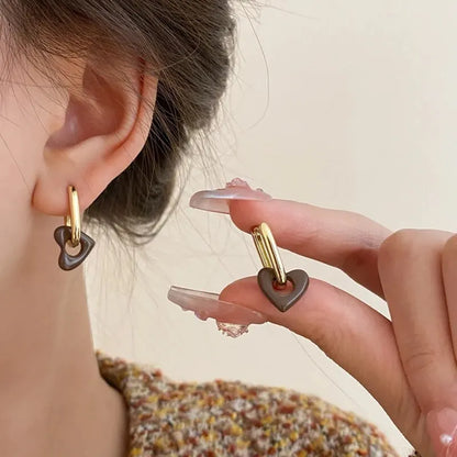 Orecchini a Cuore Rosso Carini per Donne e Ragazze, Orecchini a Cerchio Semplici e Lisci, Orecchini Geometrici alla Moda, Gioielli Rotondi per Feste