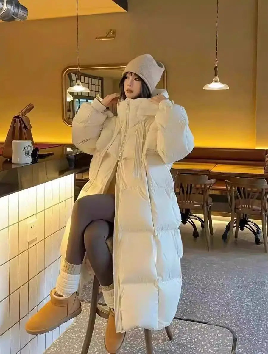 2026 Nuova Giacca Invernale in Cotone da Donna, Cappotto Lungo Stile Coreano, Giacca con Cappuccio Spessa e alla Moda, Cappotto Caldo da Donna
