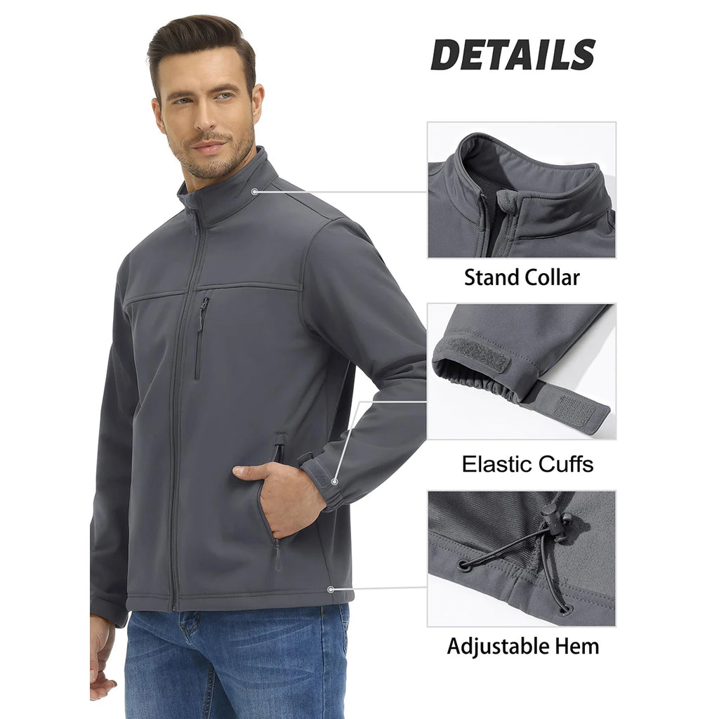 TACVASEN Giacca da trekking impermeabile da uomo per esterni Zip intera Fodera in pile antivento Calda giacca casual da lavoro autunno inverno