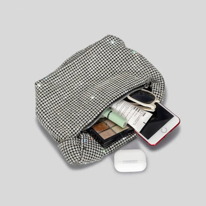Borse da sera con nodo con strass con manico Borsa con manico superiore in cristallo argento per borse da donna e borsette Borsa di design di lusso