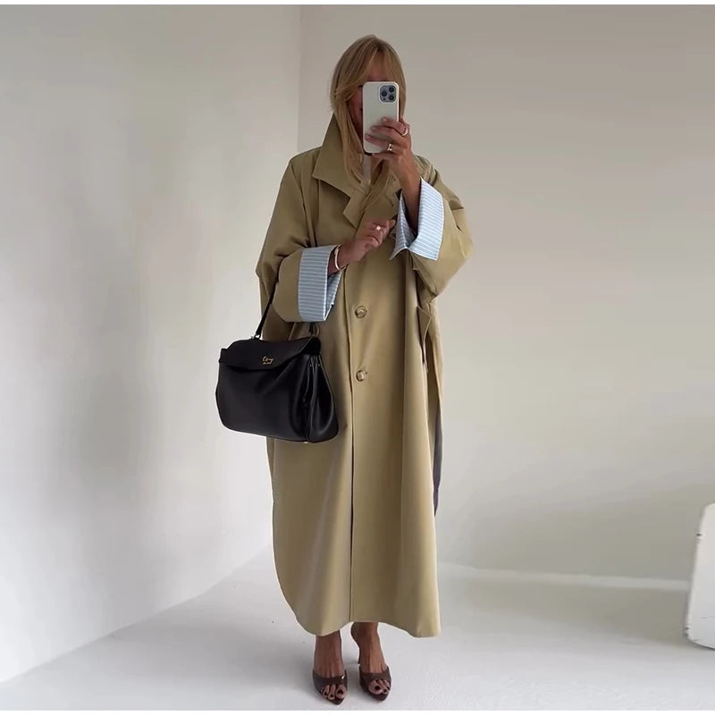 Cappotti lunghi da donna chic, cappotto antivento con colletto alla coreana, maniche lunghe, monopetto, con spacco, autunno 2026, abbigliamento da donna per il lavoro