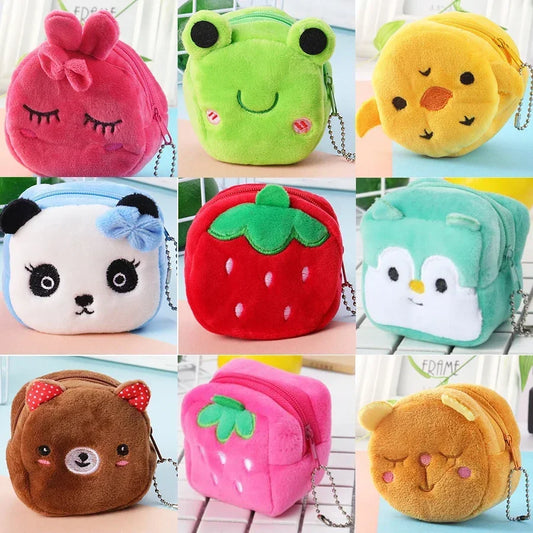 Cartone animato animale ragazzi portamonete in peluche bambini portamonete con cerniera custodia portaoggetti simpatici animali portafogli donna mini borsa regalo per bambini