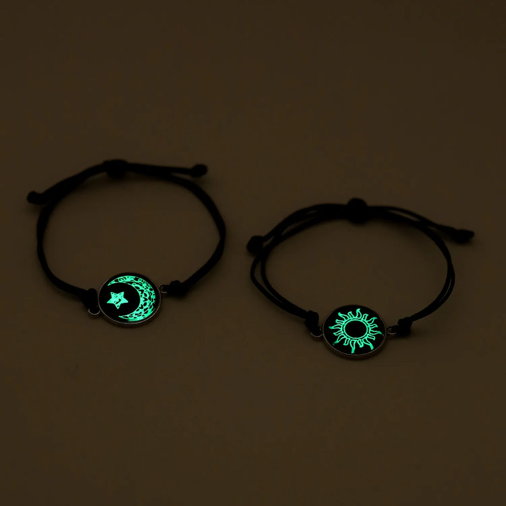Braccialetti romantici per coppia di sole e luna luminosi per donna Uomo Bracciale coordinato con corda intrecciata fatta a mano Regali di gioielli per San Valentino