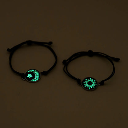 Braccialetti romantici per coppia di sole e luna luminosi per donna Uomo Bracciale coordinato con corda intrecciata fatta a mano Regali di gioielli per San Valentino