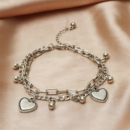 Bracciale d'amore con fagioli a sfera in acciaio multistrato di tendenza alla moda da donna, regali per viaggi, appuntamenti, banchetti, feste, festival