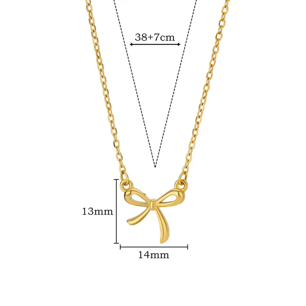 Collana portafortuna con fiocco in acciaio inossidabile per donna Collane coreane color oro Girocollo estetico femminile Accessori quotidiani