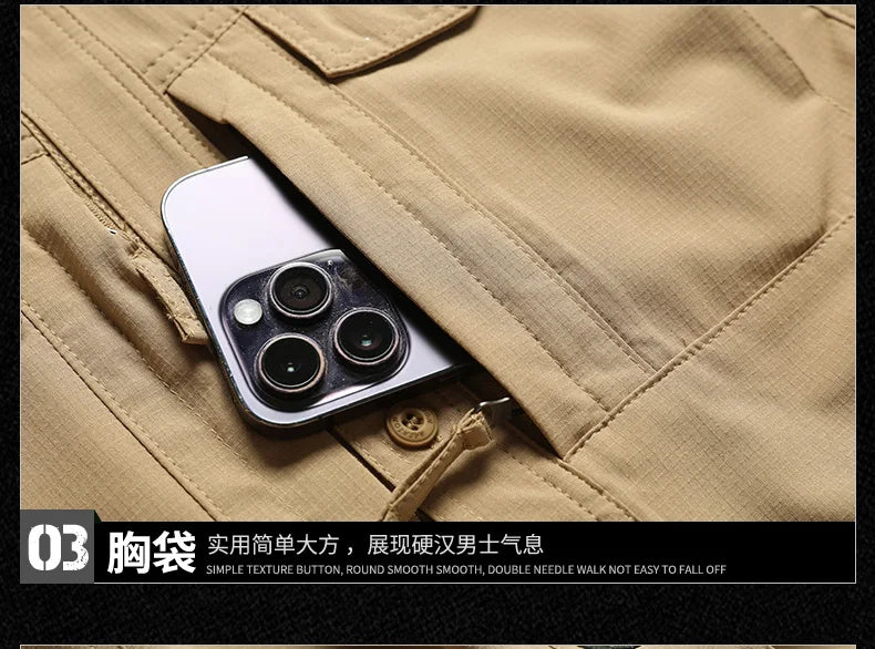 Camicia a maniche lunghe da uomo primavera autunno Camicie da lavoro tattiche da uomo Top Camicie cargo da pesca per escursionismo multitasche da esterno ad asciugatura rapida