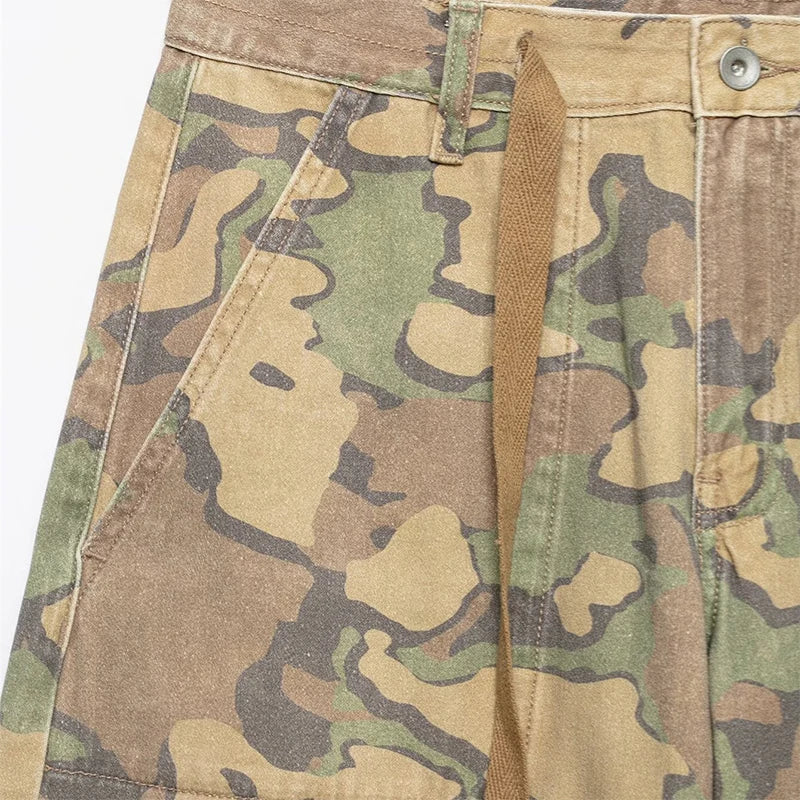 Pantaloni da donna con stampa mimetica, vita con coulisse, gamba larga, taglio ampio, orlo con coulisse, vestibilità comoda, pantaloni casual, streetwear, nuova moda 2026