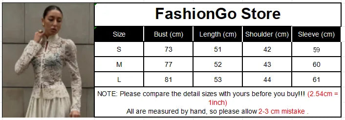 Elegante pizzo vedere attraverso camicia cinese donna sexy manica intera monopetto slim camicetta corta 2026 Lady Daily Street Shirts