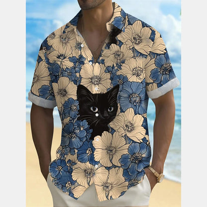 Camicie hawaiane casual con stampa 3D moda estiva da uomo Divertenti camicie con bottoni a maniche corte con grafica giraffa carina Trend Street Y2k