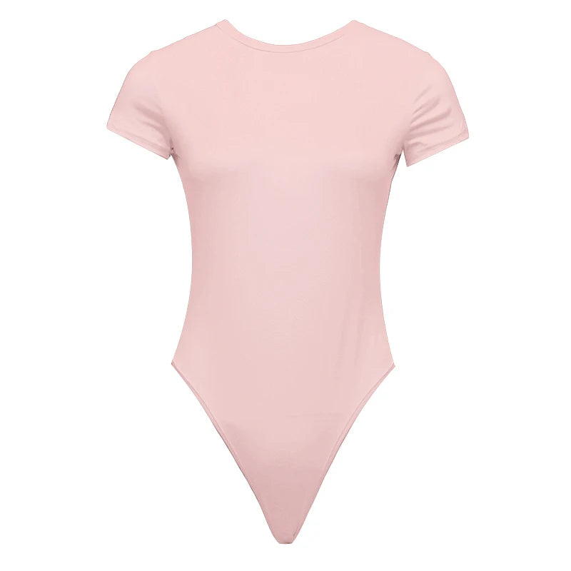 Damen Sexy Sommer Bodycon Bodysuit Mode Casual Einfarbige Kurzarm Bodys Für Frauen Strampler