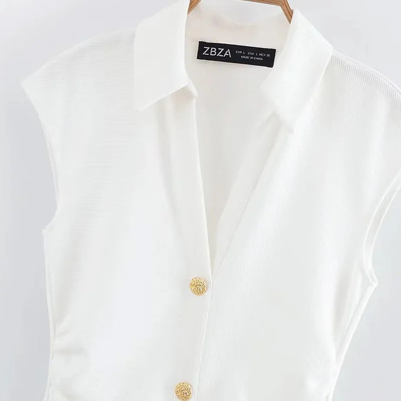 HXAO Camicia increspata Abiti longuette 2025 Donna Estate senza maniche Abito bianco nero Donna Aderente Elegante abito casual da donna 088