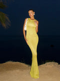 Summer women's vacation style solid color sexy translucent sleeveless beach dress hot girl dress