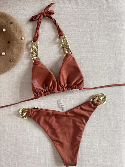 Nouveau bikini sexy 2025 Maillot de bain triangle pour femme Ensemble de bikini brésilien 2 pièces Maillot de bain dos nu Push Up