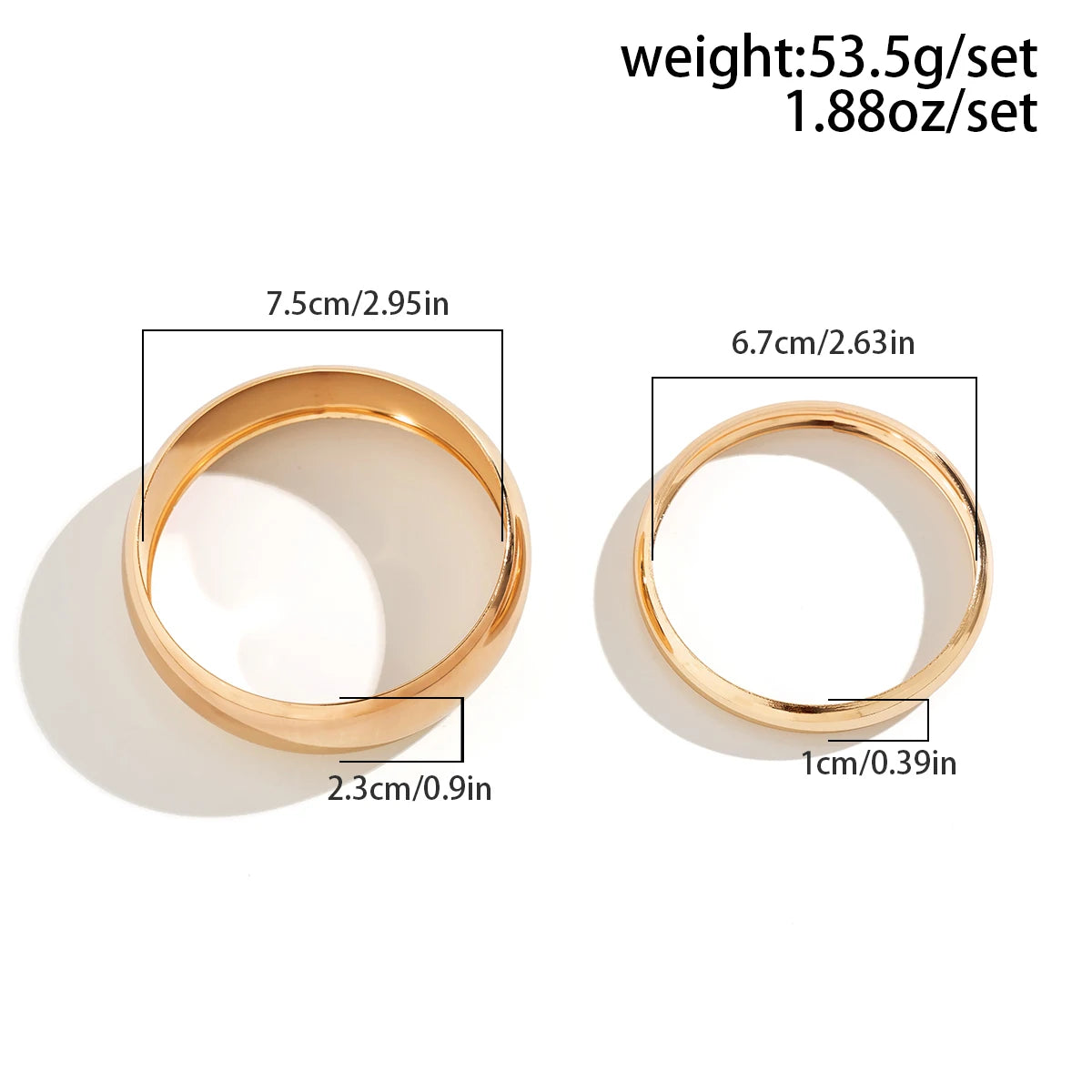 Salircon gotico asimmetrico 2 pezzi Set di braccialetti grandi Vintage bracciale largo in metallo liscio regalo di gioielli tribali africani da donna