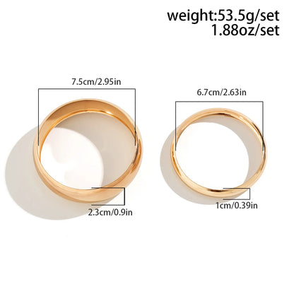 Salircon gotico asimmetrico 2 pezzi Set di braccialetti grandi Vintage bracciale largo in metallo liscio regalo di gioielli tribali africani da donna