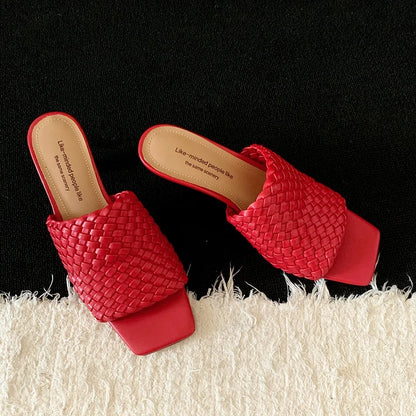 Sandales d'été pour femmes, pantoufles de style concis, sandales en tissu pour filles, sandales de mariée sexy à talon chaton élégant