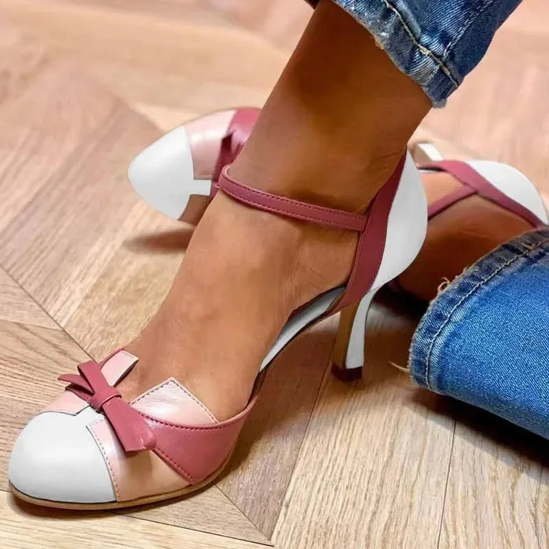 Sandali estivi con tacco alto per donna Sandali cavi con cinturino con fibbia color block moda Scarpe da donna Taglie forti40-43