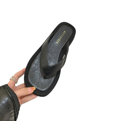Damen-Slipper für den Sommerurlaub am Strand, modische Plateau-Zehenstegschuhe in Unifarben, minimalistische, vielseitige Damen-Sandalen für den Alltag