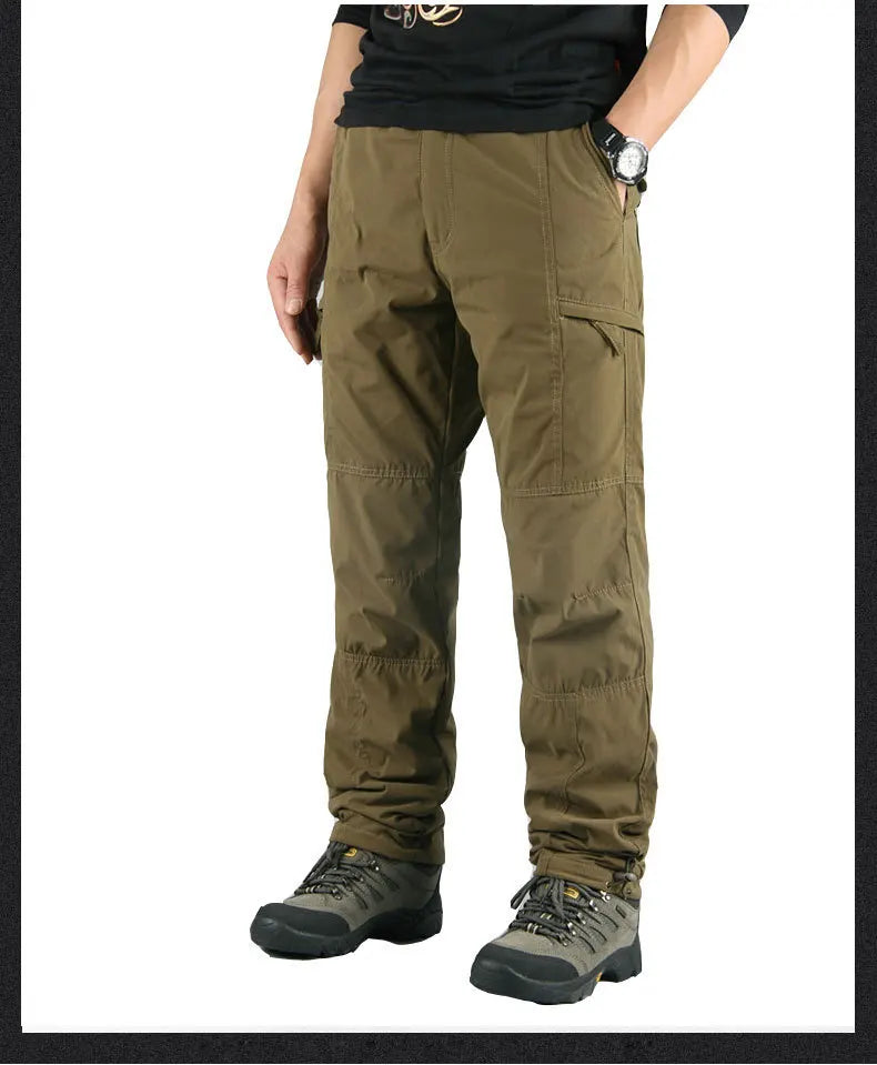 Shapershark Pantaloni da lavoro foderati in pile da uomo per l'autunno/inverno Pantaloni foderati in cotone caldo Pantaloni sportivi tinta unita Design multitasche