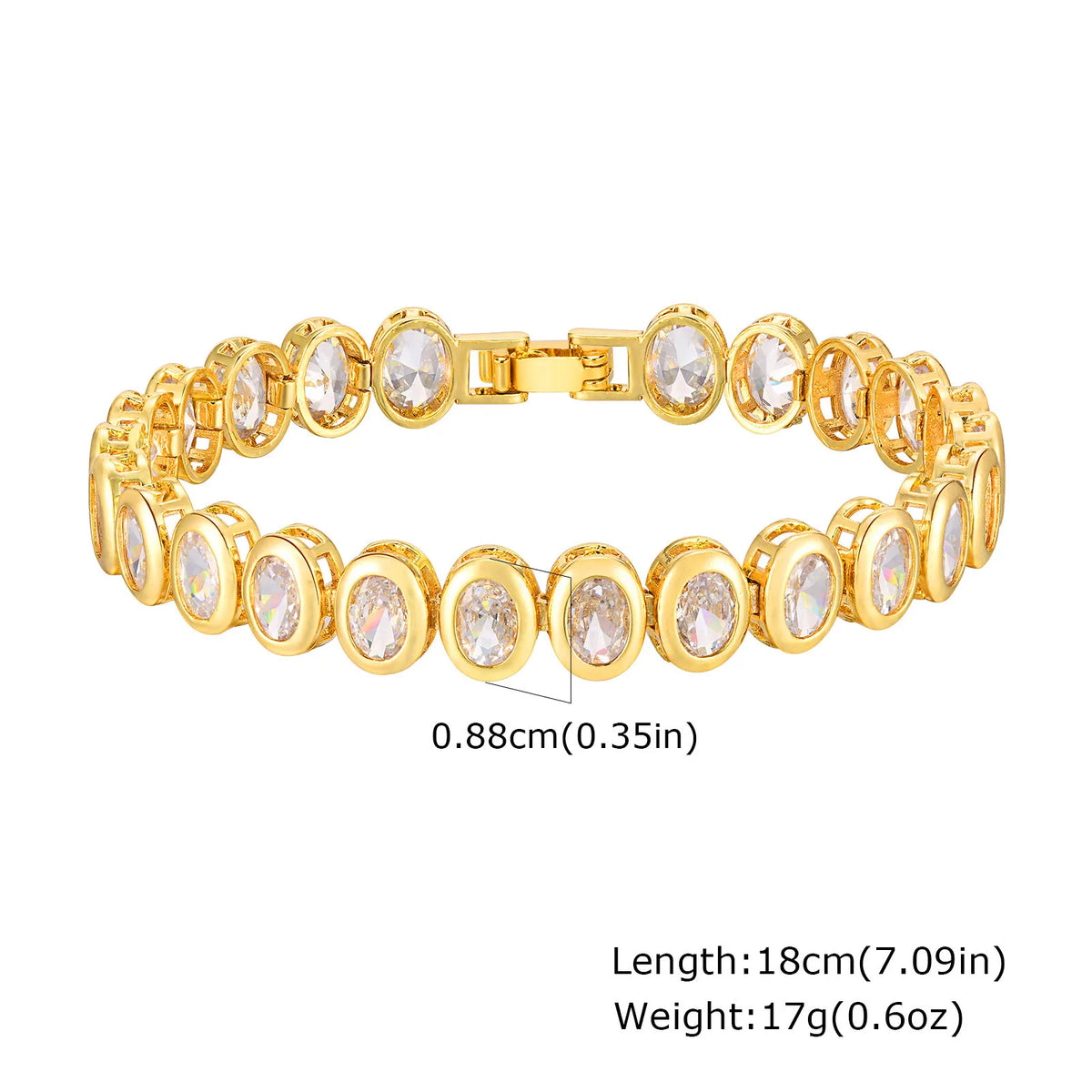 Bracciale a catena con graffetta Cinturino per orologio con zirconi placcati in oro 14 carati Collegamento grosso Gioielli impilabili regolabili per regalo per ragazza da donna