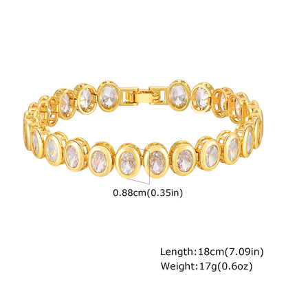 Bracciale a catena con graffetta Cinturino per orologio con zirconi placcati in oro 14 carati Collegamento grosso Gioielli impilabili regolabili per regalo per ragazza da donna