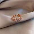 Anelli di apertura del fiore di zircone di lusso per le donne Cubic Zirconia Rosa Fiore di ciliegio Tulipano Anello da dito regolabile Gioielli da sposa