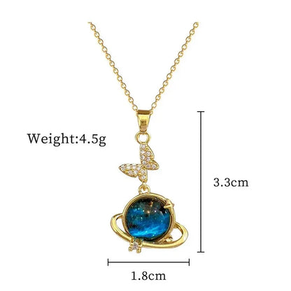 Collana di lusso leggera in acciaio al titanio con serie Star per donna, colore oro, pianeta, luna, astronauta, collane con ciondolo, gioielli, regali
