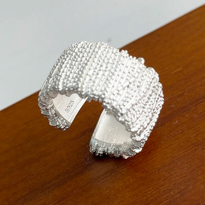 Anelli in argento sterling 925 per le donne Gioielleria raffinata geometrica Anello ampio scintillante regolabile per il regalo di compleanno della festa