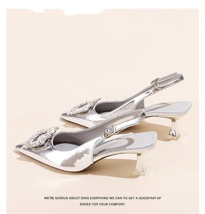 Damen Sandalen Sommer Damenschuhe Neu Spitze Zehenpartie Flache Schuhe Nude Rosa Diamanten Niedriger Absatz Slingback Schuhe Elegante Damenschuhe