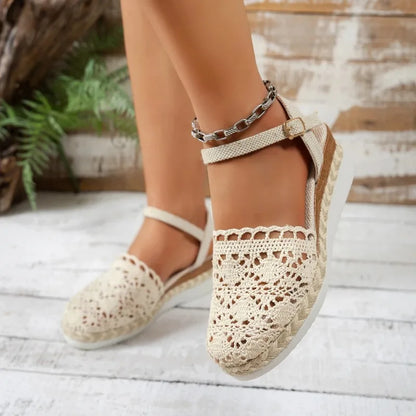 Sandales de mode décontractées d'été pour femmes 2025 Nouvelles chaussures pour femmes Chaussures compensées en maille respirante Sandales de plage décontractées