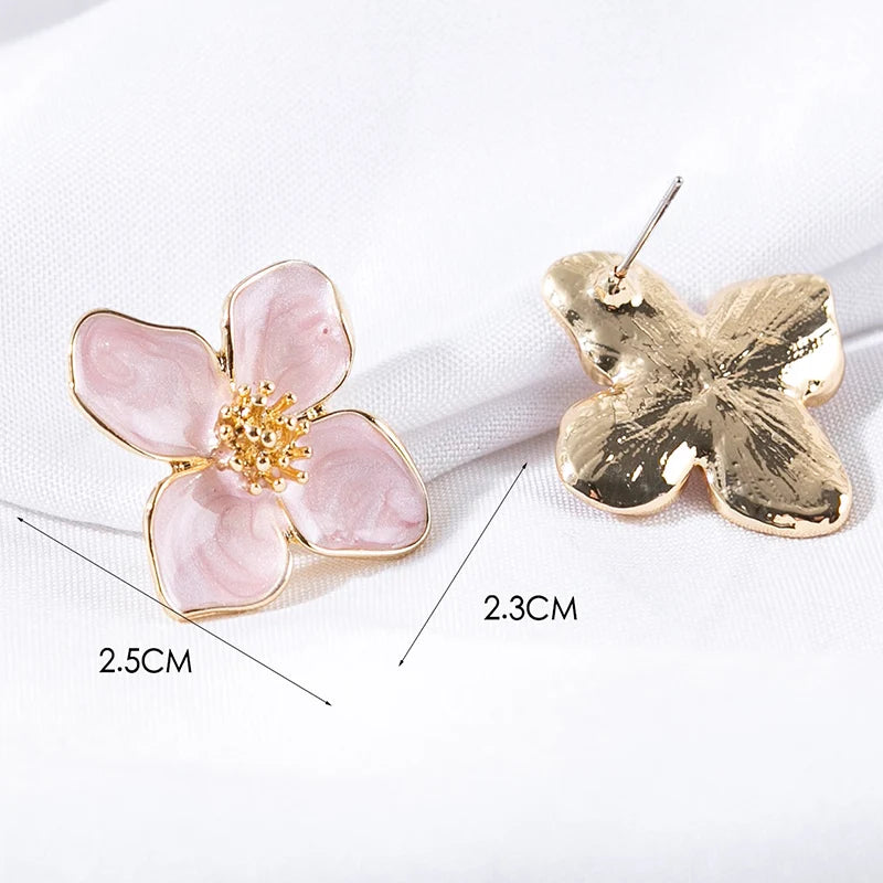 Orecchini a forma di fiore Obega Orecchini a bottone con fiori bianchi rosa Orecchini da donna Primavera Estate Nuovi gioielli carini per ragazze alla moda
